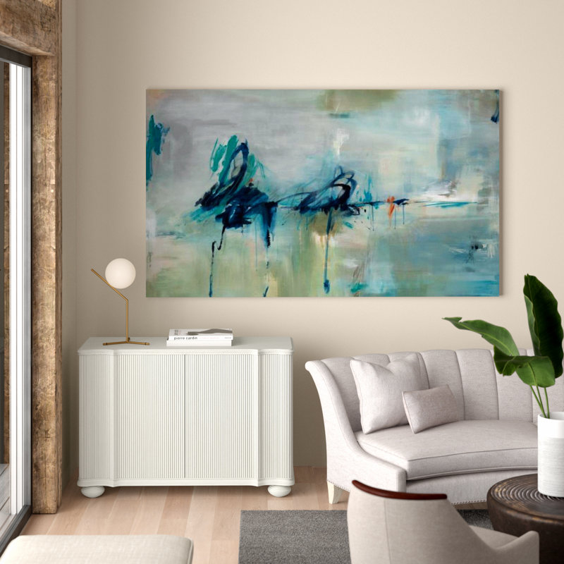 Drop In The Ocean Painting by Sara Brown, 24" H x 40" W x 1.5" D, Glass Coat