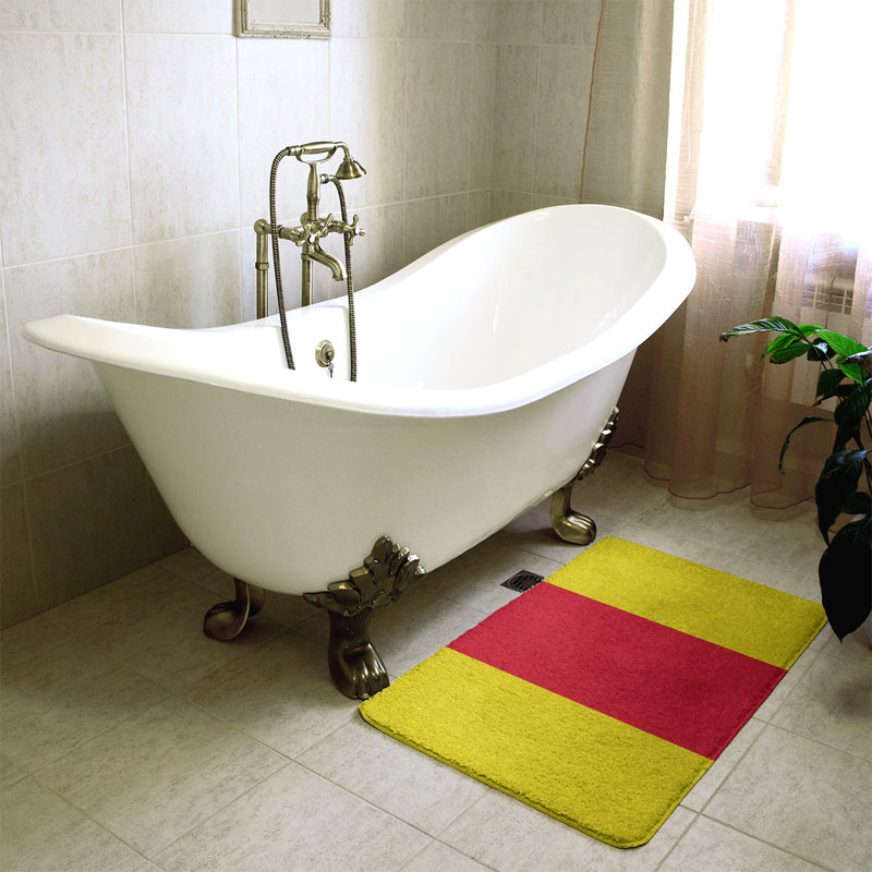 Memory Foam Non-Slip Bath Rug, 21" W x 34" L, Red/Yellow