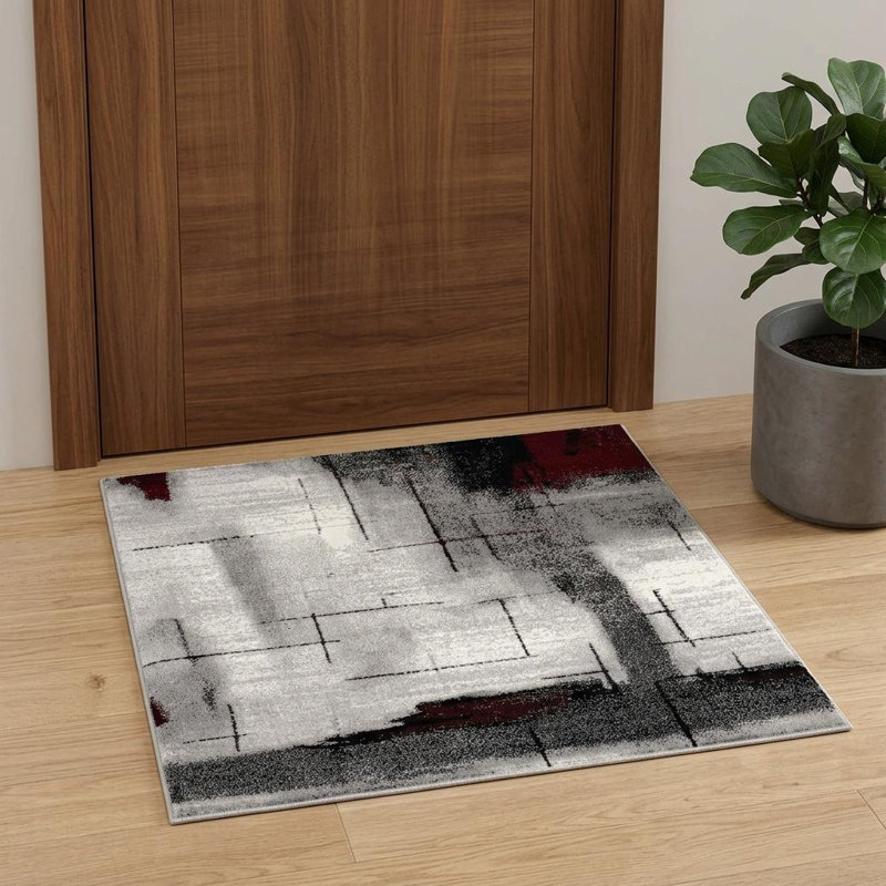 Tapis noir bourgogne et gris Korhan, Tapis de couloir 2 pi x 4 pi