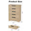Commode 5 tiroirs pour chambre à coucher, commode en chêne naturel avec poignées intégrées-234617632
