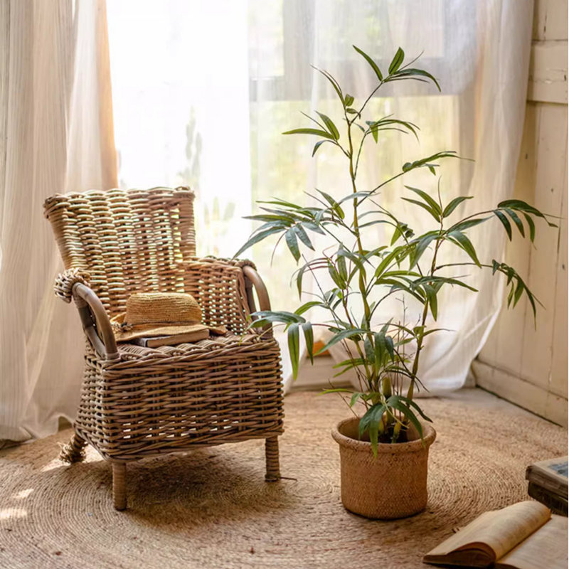 Faux Bamboo Tree in Pot, 39.4" H x 25.6" W x 4.9" D