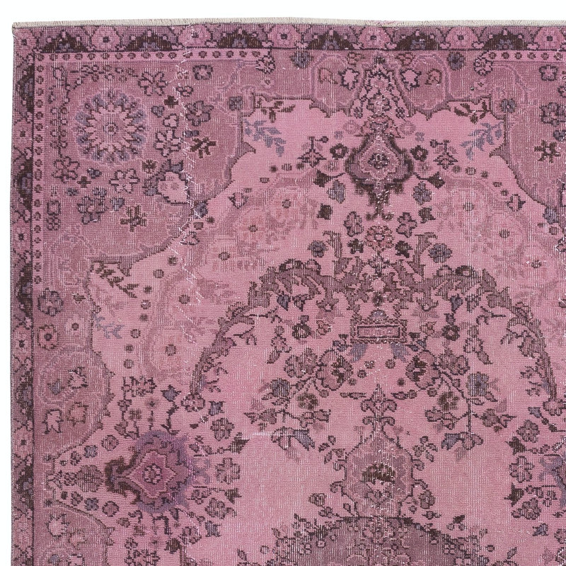Tapis turc surteint de couleur rose moderne 5,6 x 9,7 pi. Décoration bohémienne
