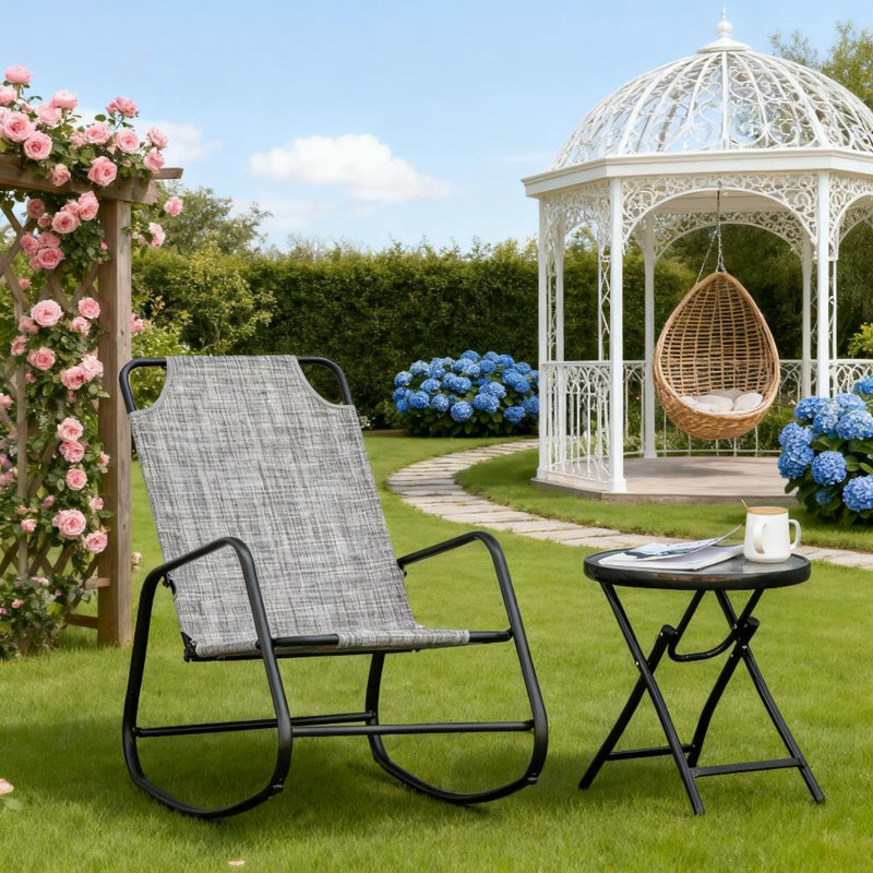 Chaise berçante en tissu d'acier durable, style moderne pour patio et porche