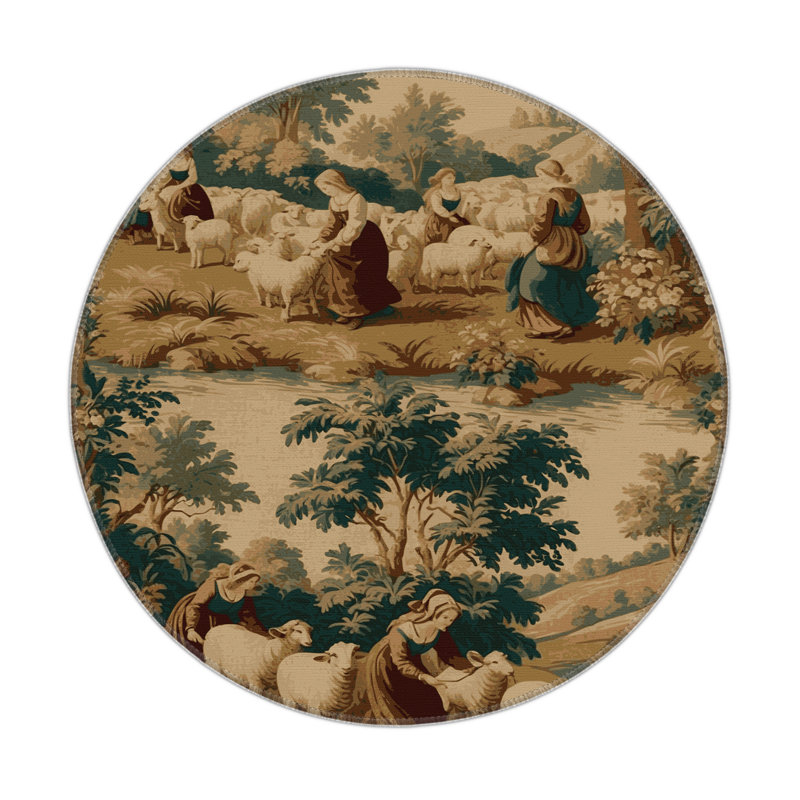 Tapis d'intérieur et d'extérieur brun français, Rond 5 pi