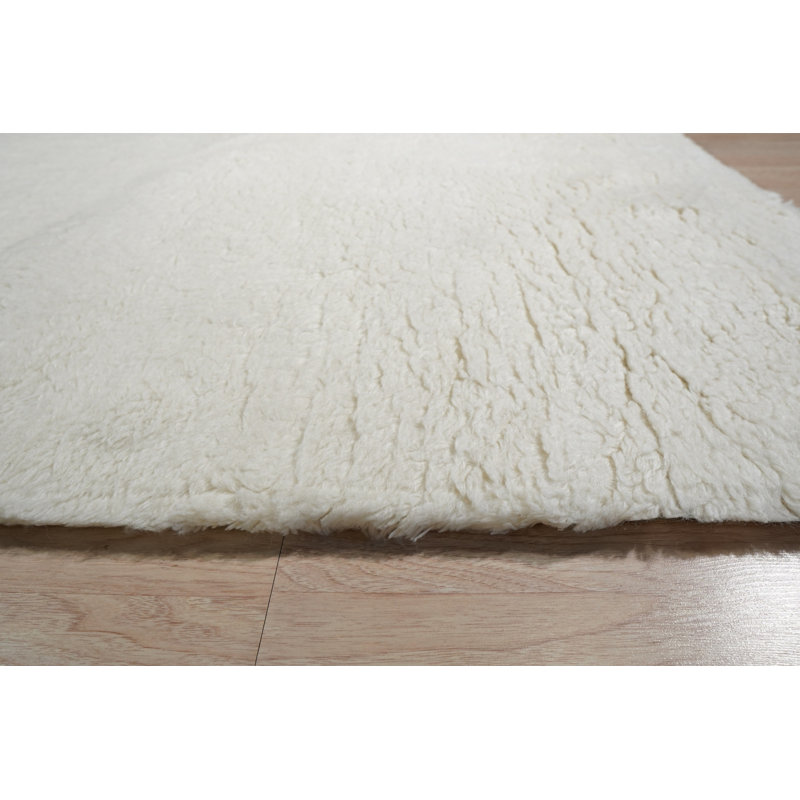 Tapis ivoire en laine fait à la main Willow Sarrah, Rectangle 8 pi x 10 pi