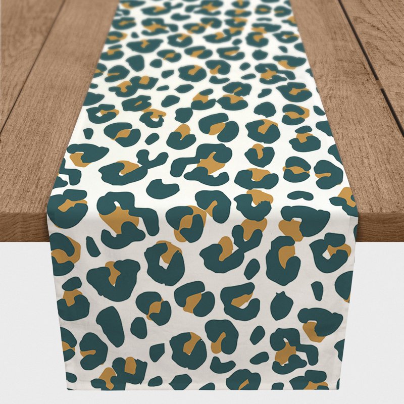 Dunihue Animal Print Cotton Blend Table Runner, 72" L x 16" W, White