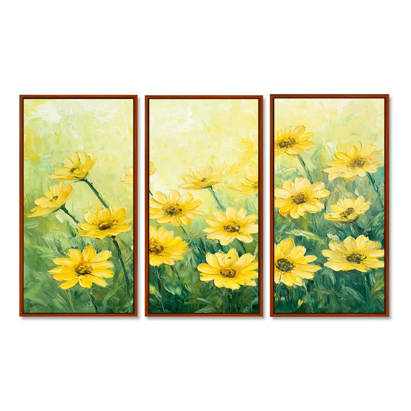 Ensemble de décoration murale Country Charm Sunrise Daisy Glow II - marguerites, H 28 po x l 36 po, Brun