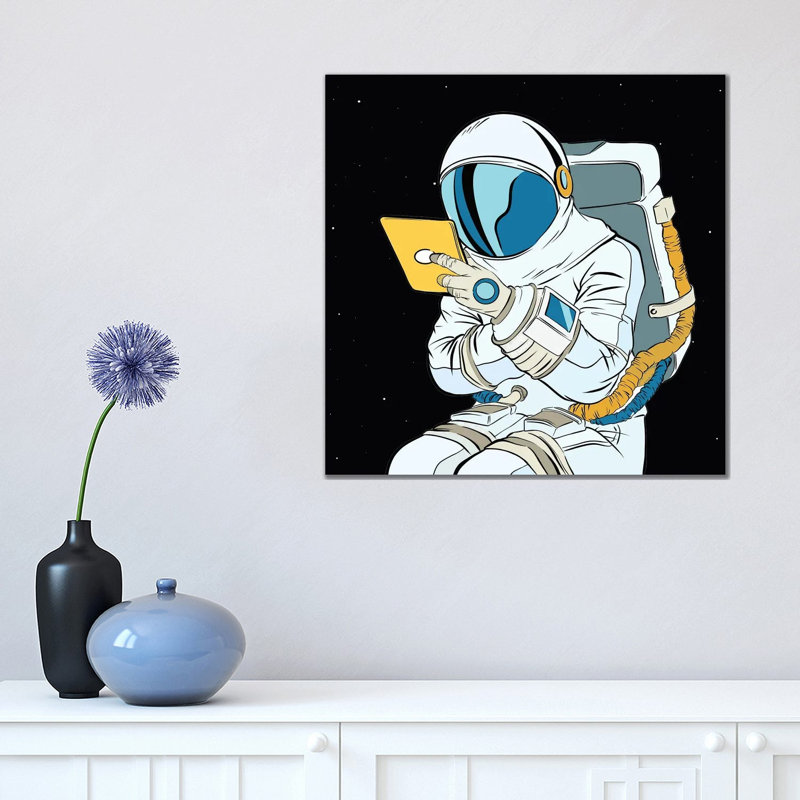 Astronaut And Tablet by Art Mirano - Wrapped Canvas Print, 45.72cm H x 45.72cm W x 1.91cm D