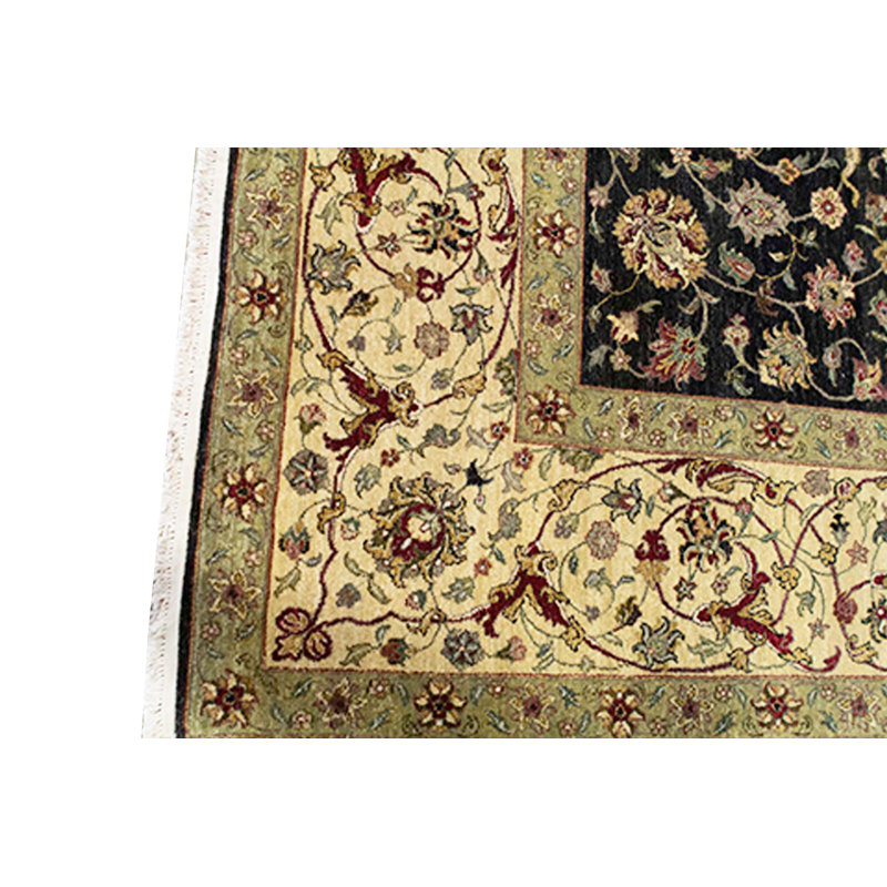 Tapis noir de haute qualité noué à la main