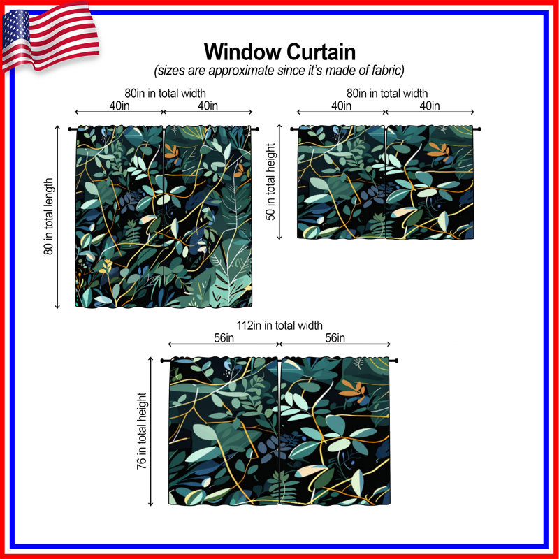 Rideaux obscurcissants et obscurcissants 2 pièces Leafy Vines, 40 po x 50 po - 2 panneaux, Transparent