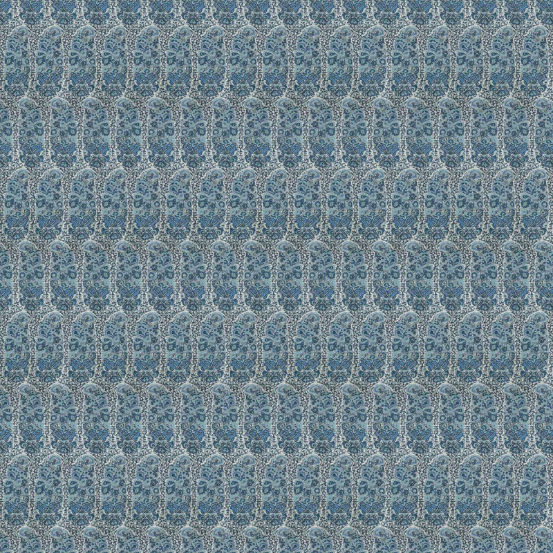 10th Anniversary Floral and Paisley Fabric, Azul