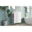 Meuble-lavabo de 21,6 po en blanc, lavabo en céramique, rangement à gauche, armoire, porte, intérieur spacieux, design moderne blanc avec lavabo et matériau, porte pour une salle de bain paisible-1631206597