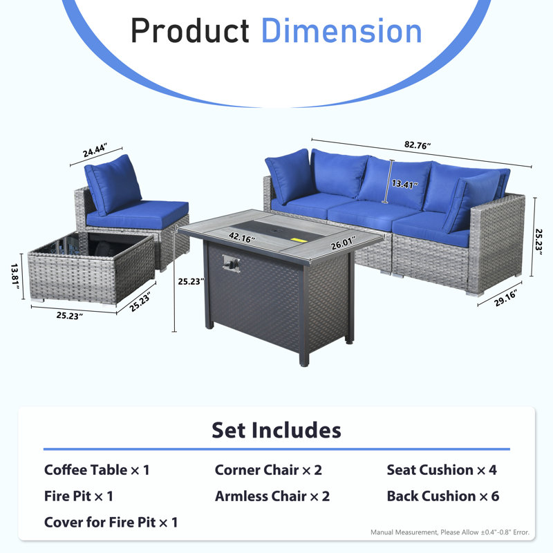 Ensemble de conversation d'extérieur pour 4 personnes avec coussins Aliva, Bleu