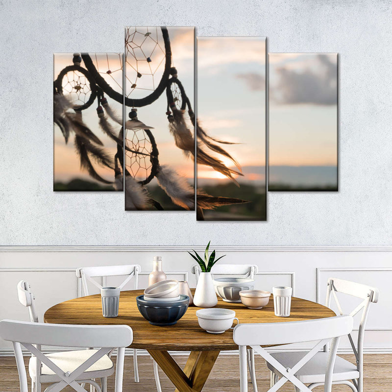 "Native American American Indian Dreamcatcher", impression sur toile 4 pièces, H 22 po x l 36 po x P 1 po