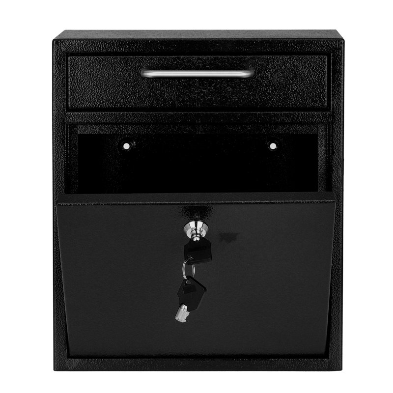 Black Heavy Gauge Steel Wall Mounted Lockable Collection Box