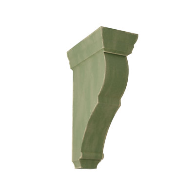2"W x 4 1/2"D x 8"H Small Rojas Wood Vintage Decor Corbel, Restoration Green