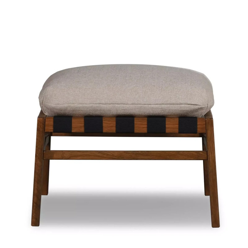 Repose-pieds Mid Century, Beige, Brushed Walnut