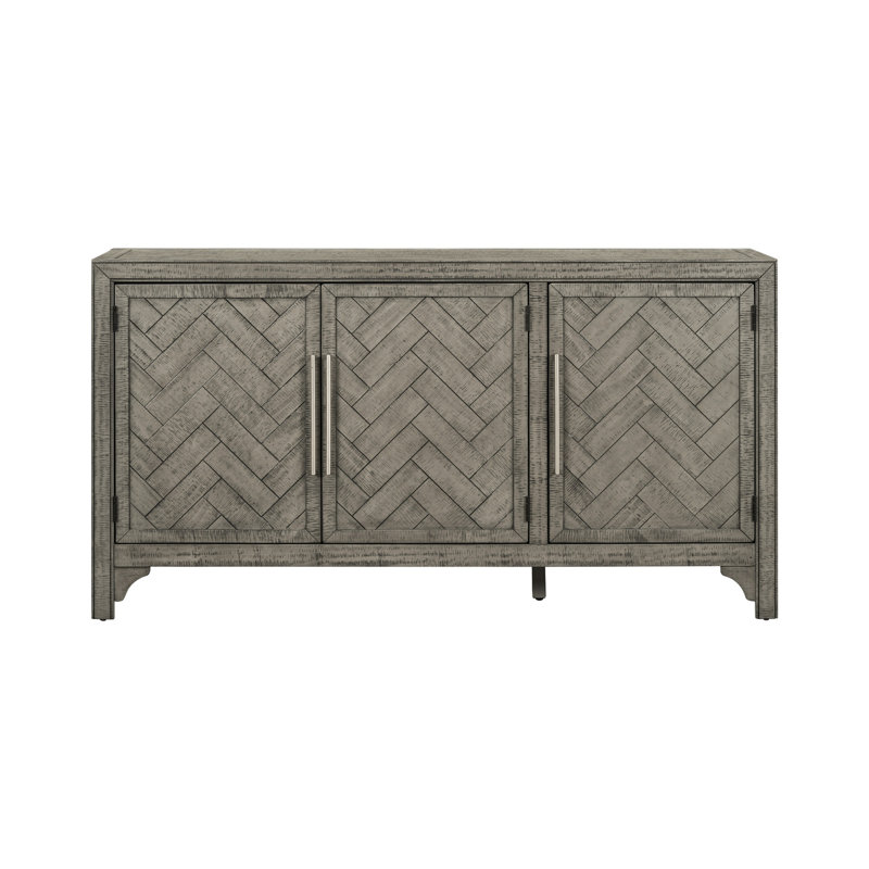 Buffet en placage gris et pin, tablettes réglables, pour salon, entrée, cabinet magnétique avec placage de bureau, salon, bureau, contemporain robuste