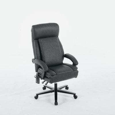 Fauteuil de bureau de massage noir avec repose-pieds - Fauteuil de direction inclinable ergonomique à haut dossier, fauteuil de jeu réglable avec roulettes pour le bureau à domicile (adapté aux animaux de compagnie)