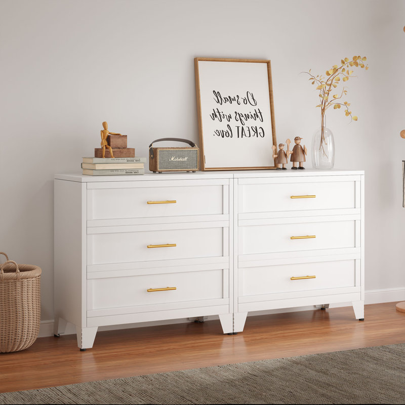 Commode 3 tiroirs en métal noir et blanc pour le salon de la chambre à coucher