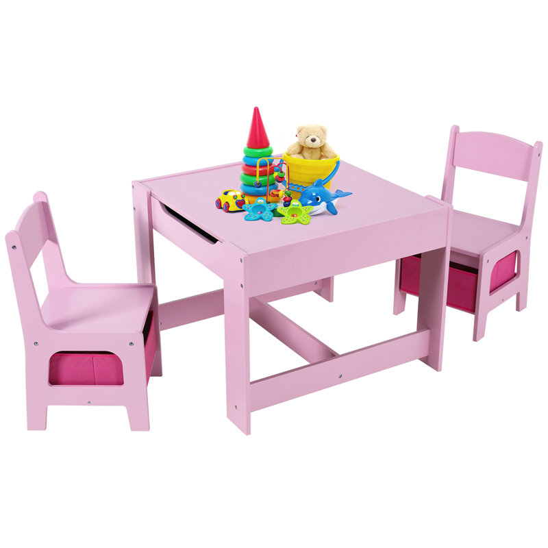 Kids Square Play/Activity Table and Chair Set, PInk