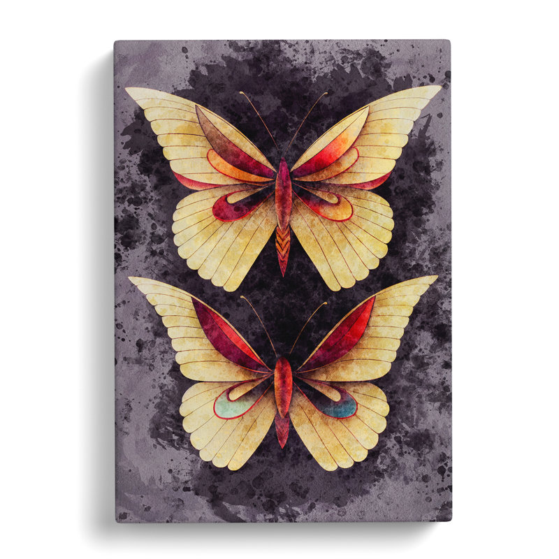 Butterflies In Watercolour No.4 - Wrapped Canvas Print, 50cm H x 35cm W x 3cm D