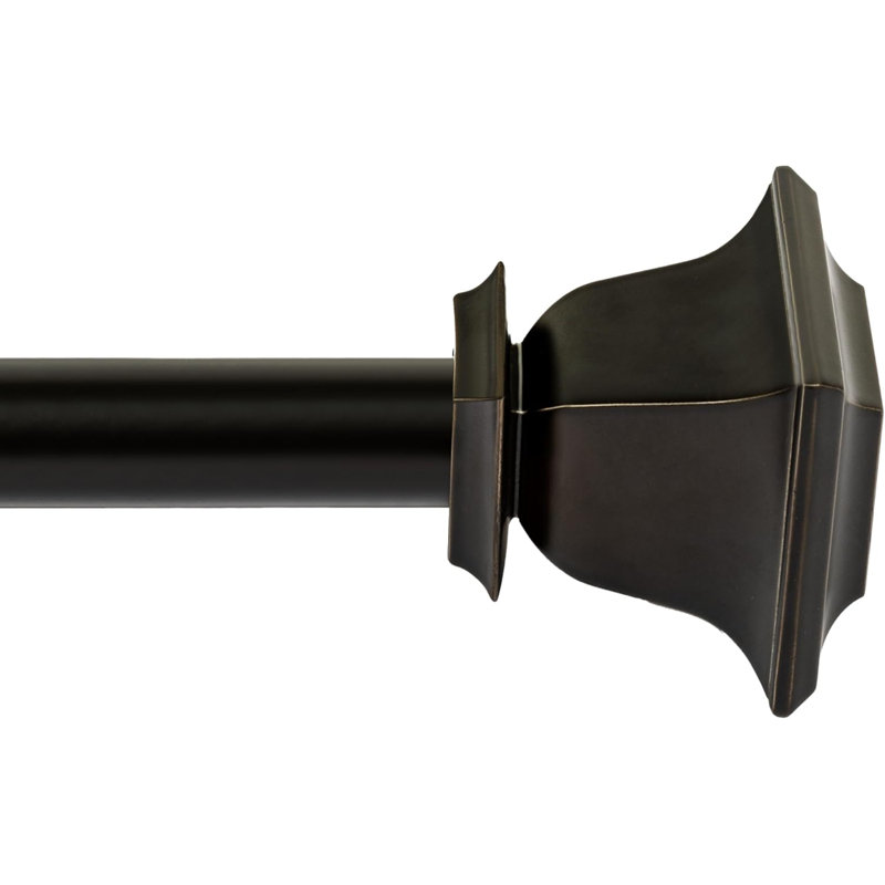   Tringle à rideaux pour fenêtres 18 à 44 po, tringle à draperie extensible en métal robuste de 1 po, tringle à rideaux réglable avec faîteaux décoratifs Quatro pour le salon, bronze impérial