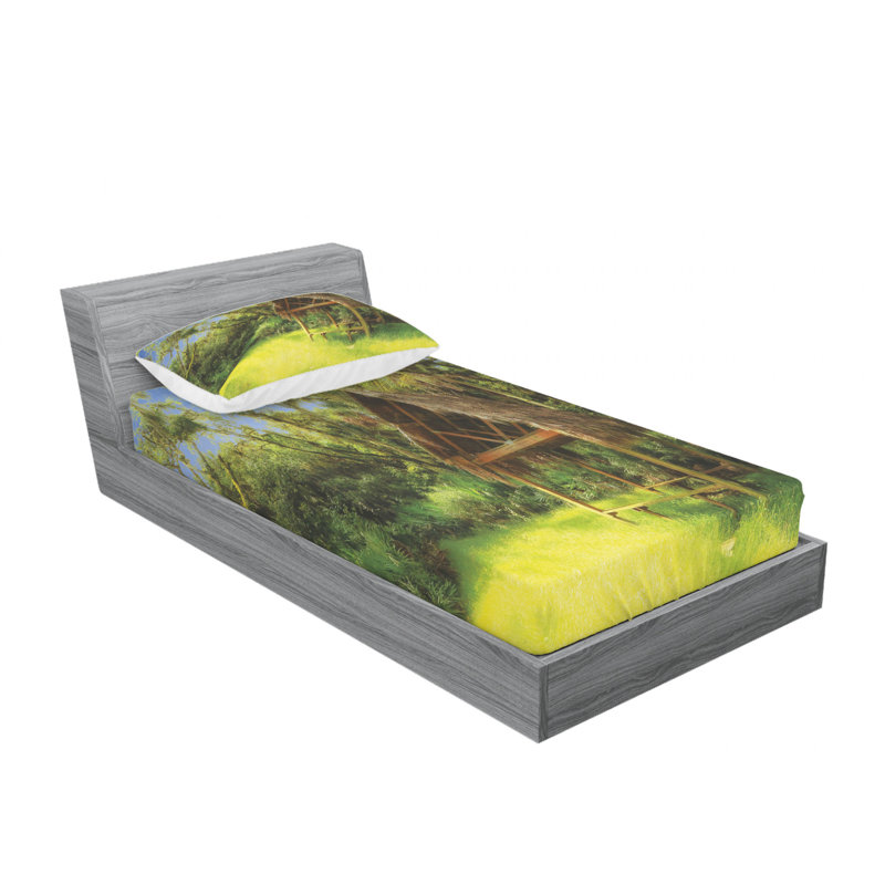 Ensemble de draps Tiki Hut in Dreamy, Ensemble de draps pour lit simple avec drap-housse