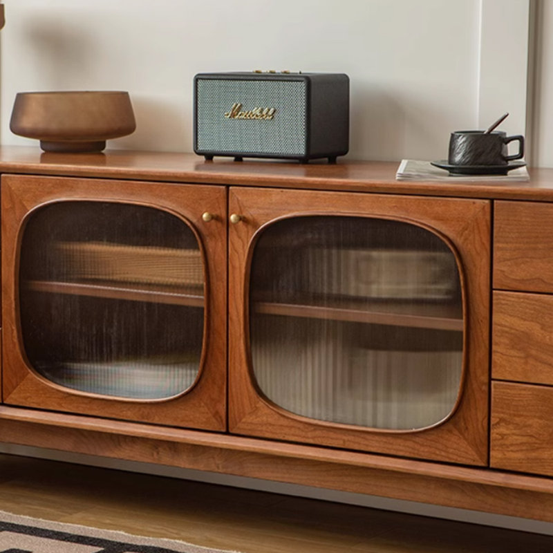 Meuble télé style rétro en bois massif, 86.61"
