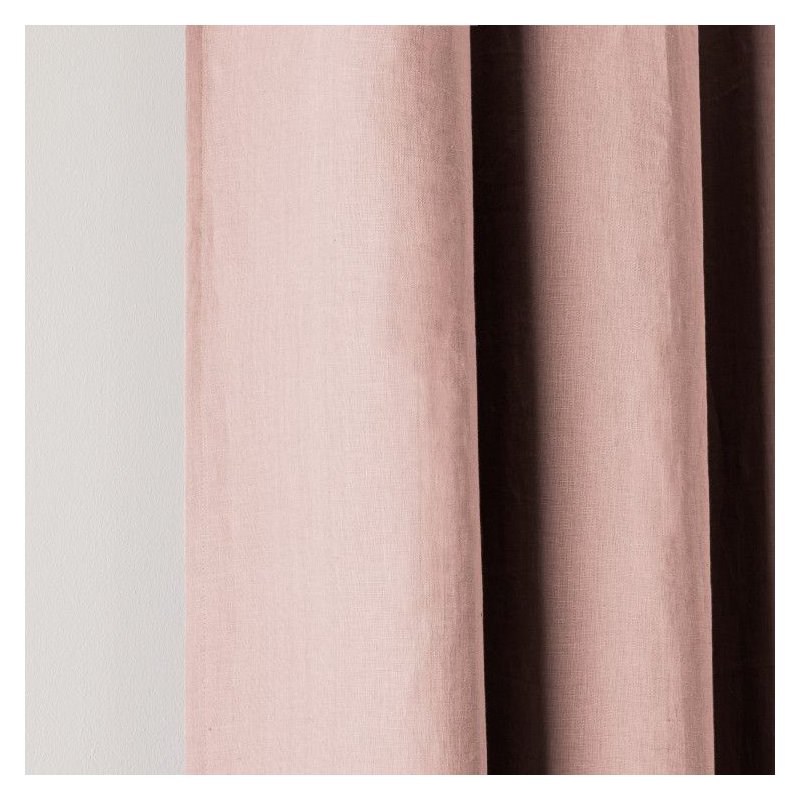 Carlina Linen Room Darkening Curtain Single Panel, Width 340 x Drop 270cm, Pink