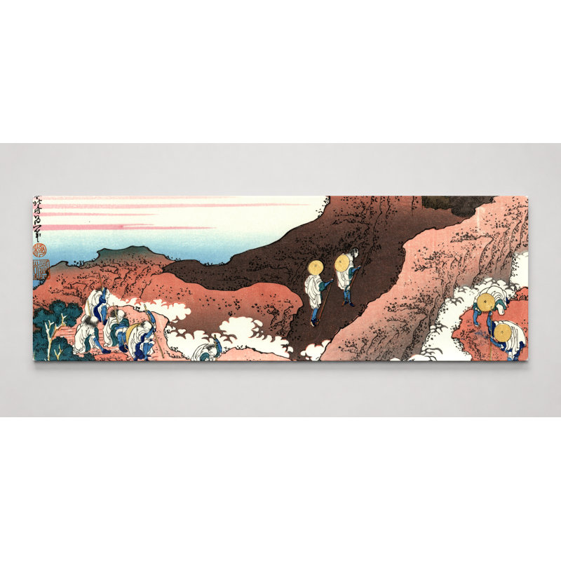 «Climbing on Fuji» (1834) - Art mural sur toile panoramique, 48" W x 16" H