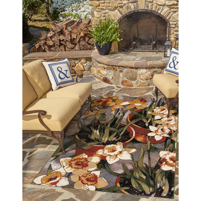  Verdure Outdoor Botanical Rug, Rectangle 5'1" x 7'1"