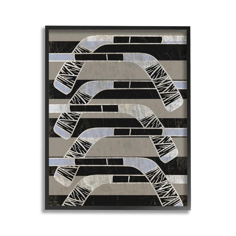 «Modern Hockey Sticks», art mural sur toile par Lil 'Rue, Giclée encadrée noir minuit, H 14 po x l 11 po