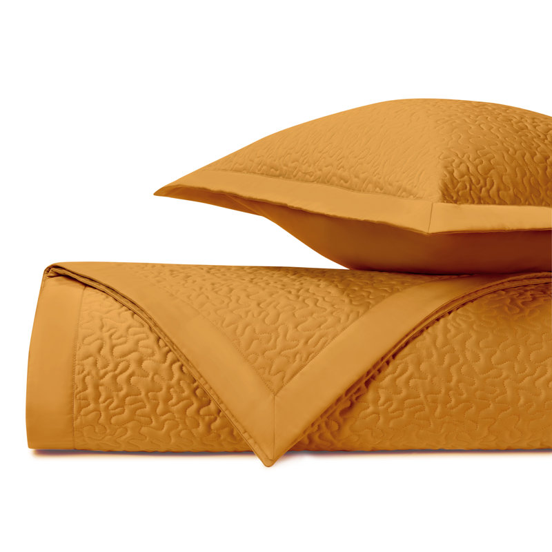Egyptian Certified Cotton Coverlet Set, King Coverlet + 2 King Shams, Marigold