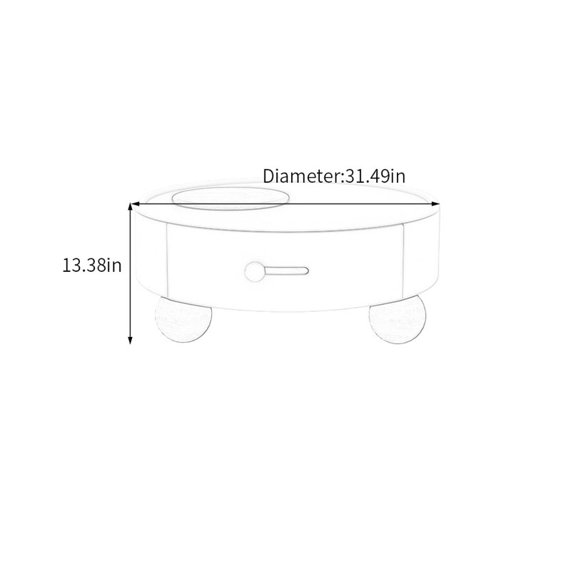 Table basse avec rangement, Brun, H 13,38 po x L 31,49 po x l 31,49 po
