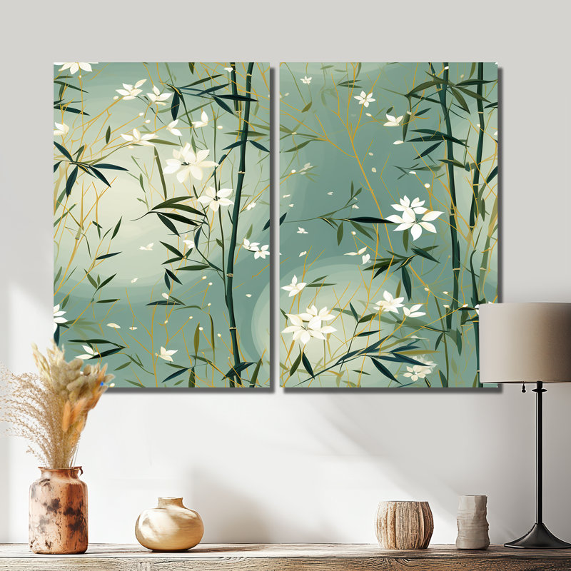 Bambou Zen Haven - Décoration murale orientale 2 pièces, Does Not Apply, Framed Wrapped Canvas, 36" H x 48" W