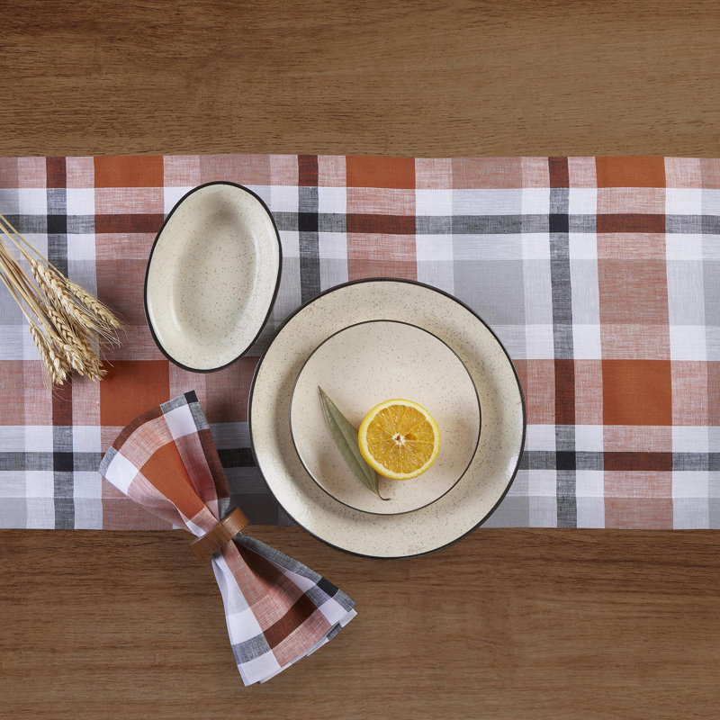 Cabana Stripe - 100% Pure Linen Table Runner, 72" x 14", Aqua/White
