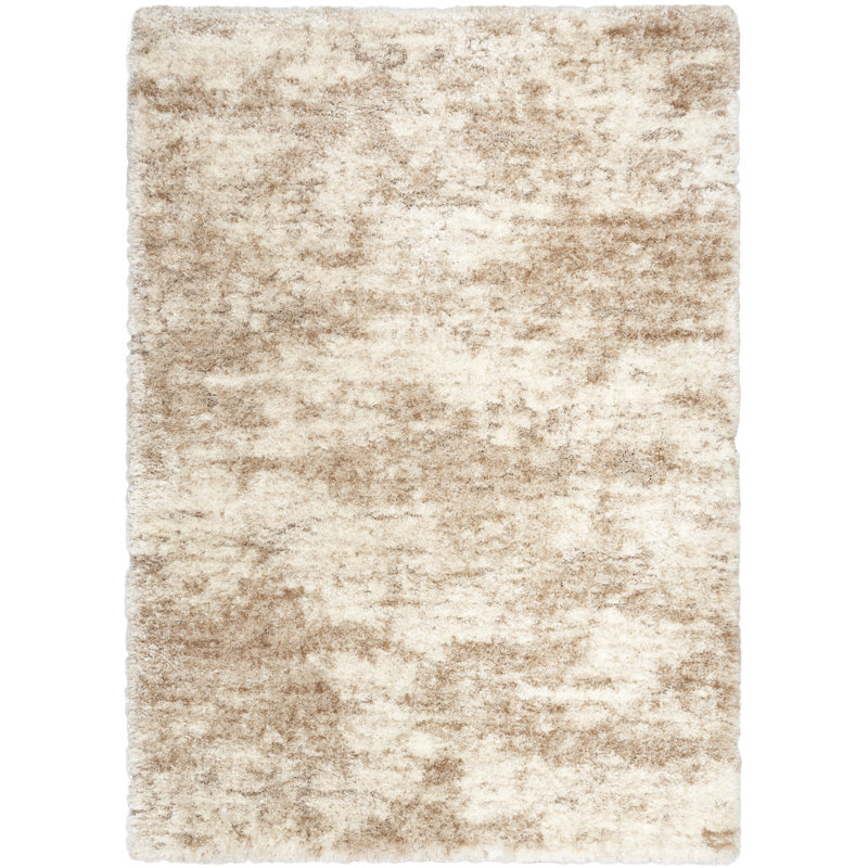 Nourison Dreamy Shag Ivory Dark Beige Modern Indoor Rug, Rectangle 5'3" x 7'3"