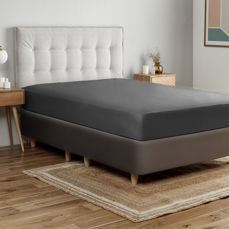 Silentnight Cotton Rich Soft Fitted Sheet, Double (4'6), Grey
