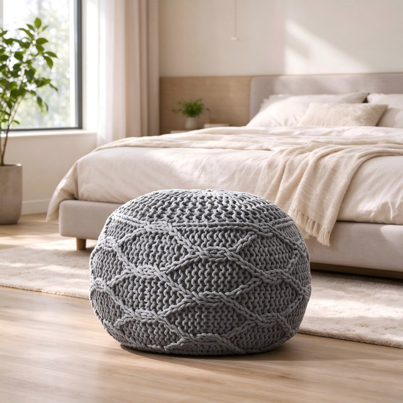 Pouf tricoté 20 x 20, Gris