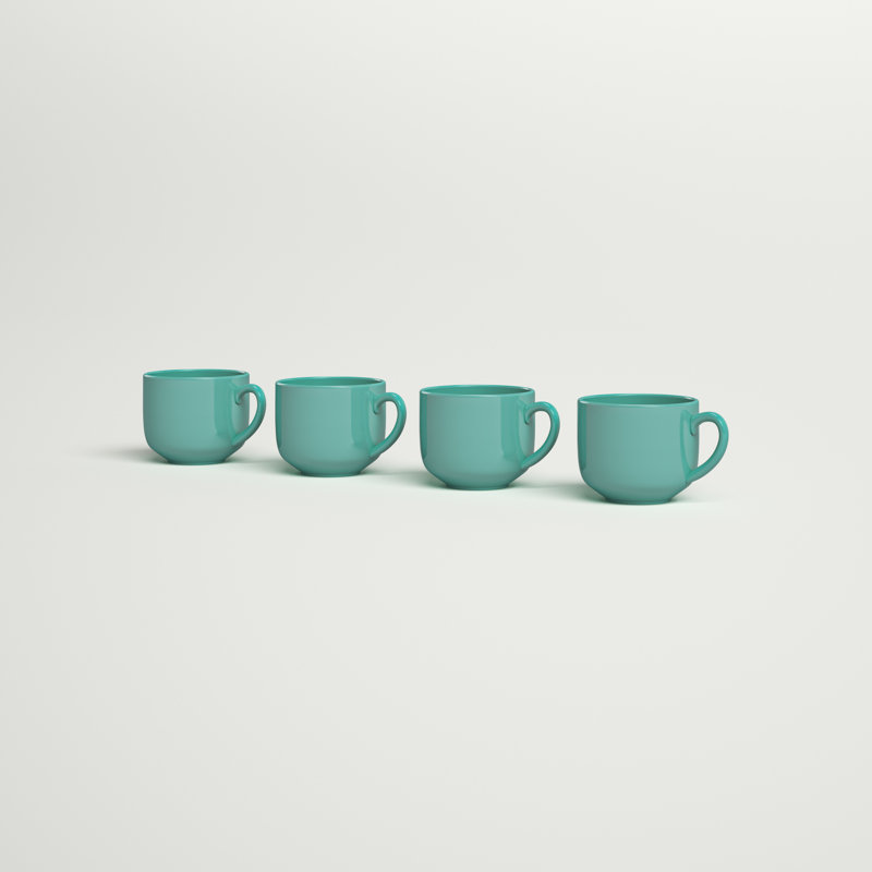 Ensemble de 4 tasses à café Plainfield, Bleu sarcelle