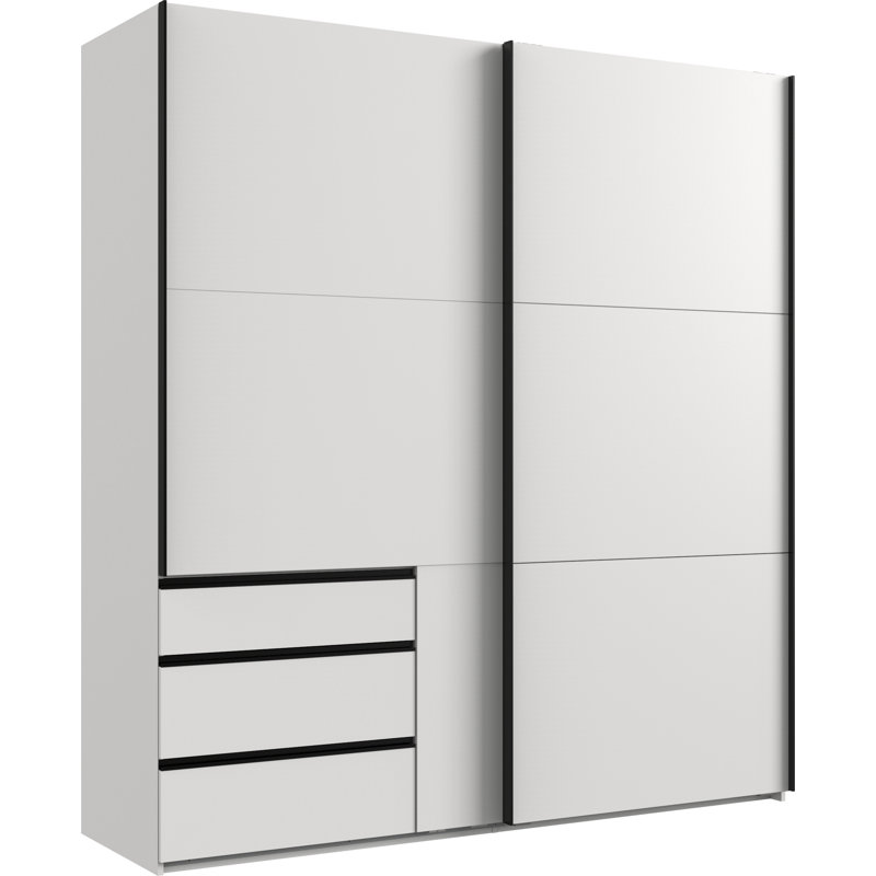 Guardino 2 Door Wardrobe, White, 216cm H x 200cm W x 65cm D