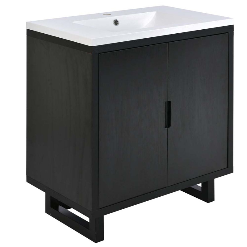 Meuble-lavabo simple 18,1 avec comptoir, Noir