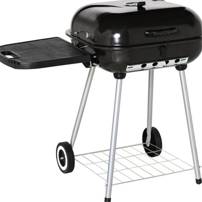 Barbecue au charbon 21 "avec roulettes et tablette inférieure - Grilles d'aération réglables pour barbecue pour barbecue