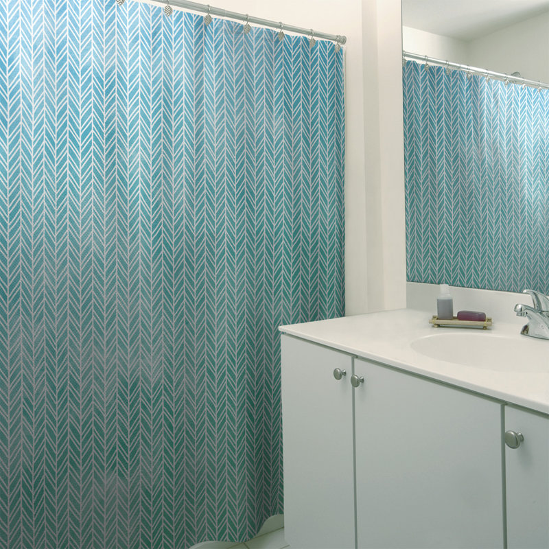 Rideau de douche Herringbone, Bleu / Vert