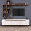 Meuble télé moderne avec tablettes murales, finition blanche et noyer, 70,9 x 19,1 x 13,8 pouces | 100% panneau de particules enduit de mélamine, épaisseur: 0,7 pouce | Comprend 4 tablettes pour un rangement supplémentaire, conception murale, parfaite pour la décoration scandinave-403714167