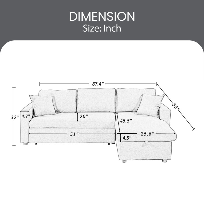 Upholstered L-Shaped Sectional Right Hand Facing