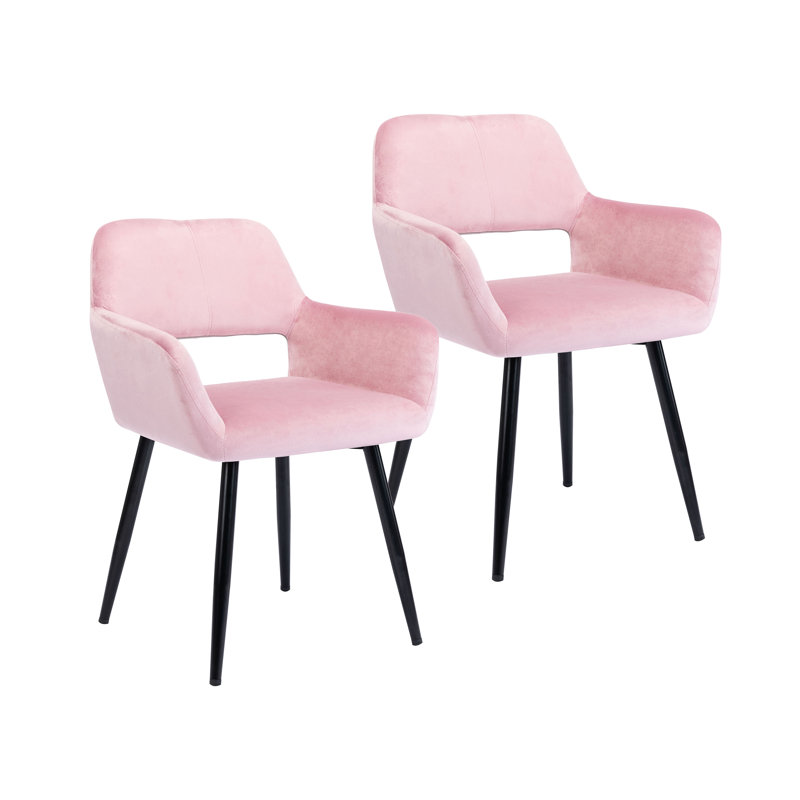 Kristina 17'' H Velvet Upholstered Metal Armchair, Pink