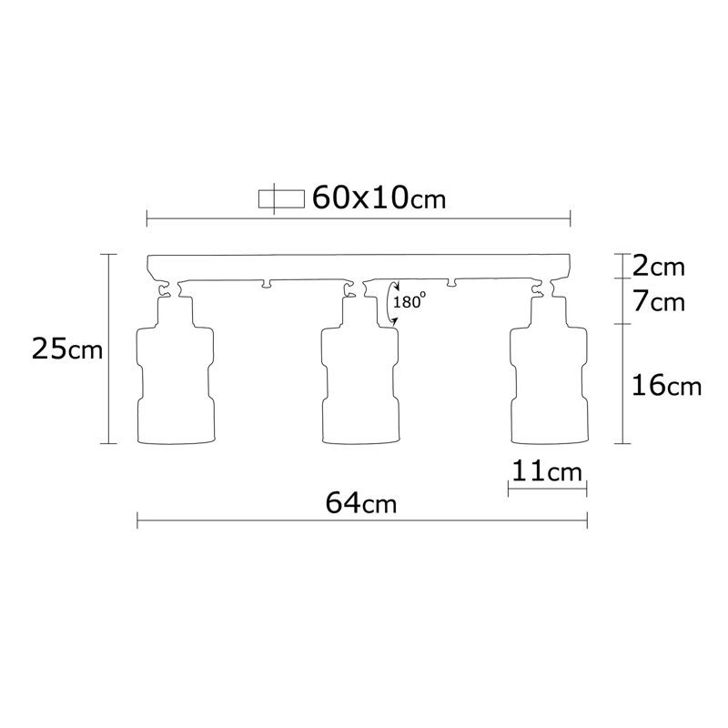 Plafonnier semi-encastré 3 lumières 25,2 po Dover