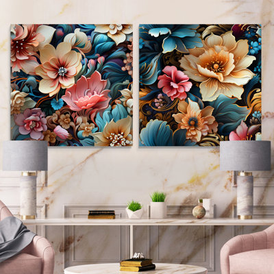 Emmanuelle - Floral Acrylic Wall Art Glass Set Of 2